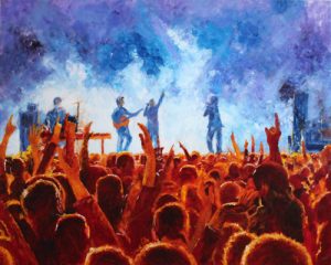 Painting of a band on stage from the crowd called Festival Hall #4 by Banx 1500x1200mm MC6779 SOLD