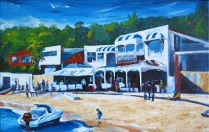 Painting of chip shop in Sydney called Fish 'n' chips by Banx 1000x600mm MC5787 - SOLD