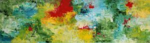 Abstract painting multi coloured called Garden by Banx 1700x500mm MC6694 $97.50+GST/month short-term $58.50+GST/month long-term. $2,145 to buy