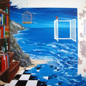 Surreal painting of coastal scene Living Room by Banx 12300x1200mm MC5936 - SOLD