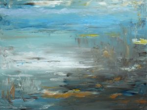 Abstract painting of coastal scene called Marshlands by Banx 1200x900mm MC6662 $125+GST/month short-term $75+GST/month long-term. $2,750 to buy