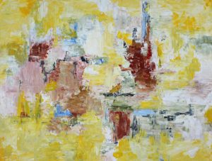 Abstract painting in yellow called Mellow by Banx 1200x900mm MC6787 $125+GST/month short-term $75+GST/month long-term $2,750 to buy