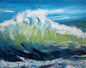 Painting of a wave called New Wave by Banx 750x600mm MC6586 $45+GST/month short-term $27+GST/month long-term. $990 to buy