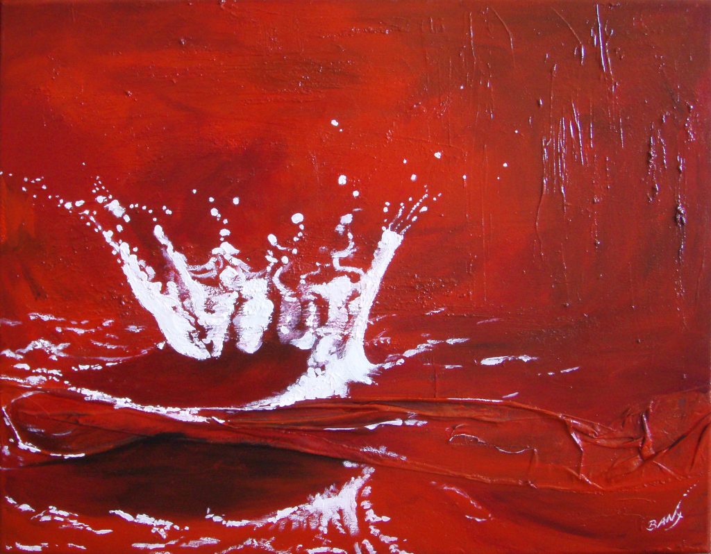 Painting of wine drop called A Drop in the Ocean by Banx 750x600mm MC5862 $52.50+GST/month short-term $31.05+GST/month long-term. $1155 to buy