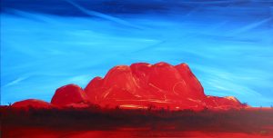 Painting of Kata Tjuta called A Wilful, Lavish Land by Banx 1800x900mm MC5503 $185+GST/month short-term $111+GST/month long-term. $4,070 to buy