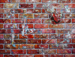 Painting of bricks and graffiti called Alley by Banx 1200x900mm MC6166 $125+GST/month short-term $75+GST/month long-term. $2,750 to buy