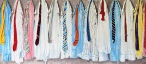 Painting of shirts and ties called Corporate Ties 2 by Banx 1700x750mm MC5665 $175+GST/month short-term $105+GST/month long-term. $3,850 to buy