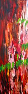 Painting of GumTree bark called Growth by Banx 460x1530mm MC5249 $90+GST/month short-term $54+GST/month long-term. $1,980 to buy