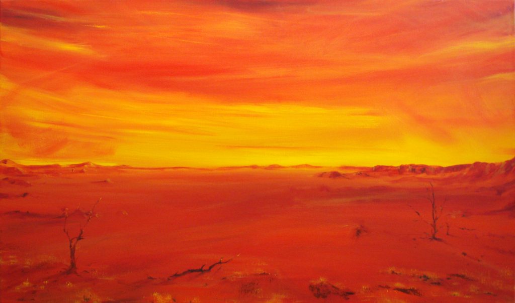 Painting of the outback called Out the Back by Banx 1000x600mm MC5979 $70+GST/month short-term $42+GST/month long-term. $1540 to buy