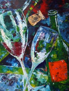 Painting of champagne glasses called