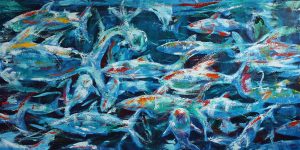 Painting of fish called Different Kettle of Fish by Banx 1740x1020 MC6261 SOLD