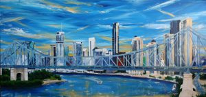 Painting of Brisbane and Story Bridge called Our Story by Banx 2000x900mm MC6344 SOLD