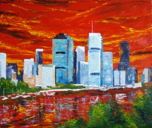 Painting of Brisbane called River City by Banx 900 x 750mm MC6608 SOLD