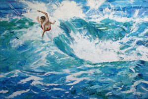 Painting of a surfer called Show Off by Banx 1500x1000mm MC6257 SOLD