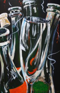 Painting of champagne glasses called Soiree 2 by Banx 650x1000mm MC6388 SOLD