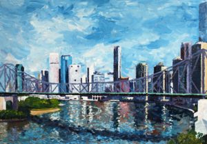 painting of The Story Bridge, Brisbane called Story Teller by Banx 1300x900mm MC6734 SOLD