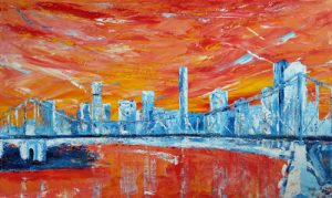 Painting of Brisbane and Story Bridge called Story Telling by Banx 1000x600 MC6443 SOLD