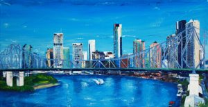Painting of Brisbane and the Story Bridge called Story to Remember by Banx 710x350mm MC6486 SOLD