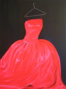 Painting of a red dress called A Night at the Opera by Banx 900x1200mm MC5802 SOLD