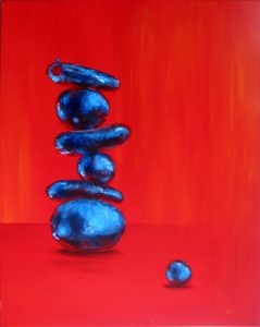Painting of balanced stones called Balancing Act 3 by Banx 800 x 1000mm MC5424 SOLD
