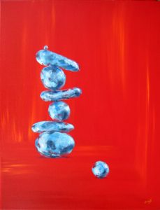 Painting of a stack of rocks called Balancing Act 4 by Banx 900 x 1200mm MC5755 SOLD