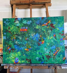 Painting called Birds of a Feather by Banx 1200x900mm MC6834 on the Easel
