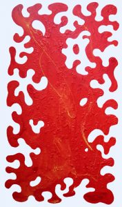 Abstract painting on cut out board called Conundrum 2 by Banx 1200 x 2200mm MC5425 SOLD
