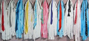 Painting of shirts and ties called Corporate Ties by Banx 1700 x 750 MC5611 SOLD