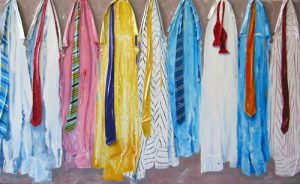 Painting of shirts and ties called Corporate Ties 4 by Banx 1500 x 900mm MC5731 SOLD