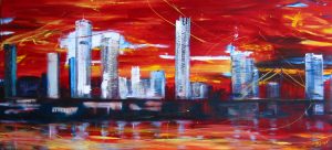 Painting of Brisbane called Cosmopolitan City by Banx 2000 x 900mm MC5422 SOLD