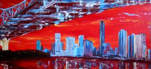 Painting of Brisbane called Cover Story by Banx 2200 x 1000mm MC5562 SOLD