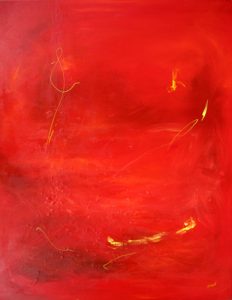 Abstract painting in red called Crescendo by Banx 1050 x 1300mm MC5752 SOLD