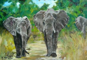 Painting or two elephants called Girl Power by Banx 1080 x 750mm MC5664 SOLD