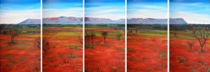Painting of outback landscape called Gosses Bluff - polyptich by Banx 5@ 500 x 900mm MC5432 SOLD