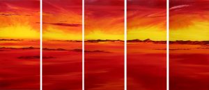 Abstract painting of outback landscape called Land of the Rainbow Gold - polyptich by Banx 5@ 400 x 900mm MC5507 SOLD