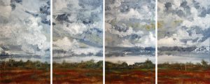Abstract poyptych painting of outback landscape called Lazy Paddock polyptych by Banx 4@600x1000mm MC6078 SOLD