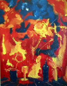 Abstract Painting in red called Live Life by Banx 1200 x 900mm MC5034 SOLD
