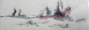 Abstract painting in White and charcoal called Moonstruck by Banx 1200x400mm MC6187 SOLD