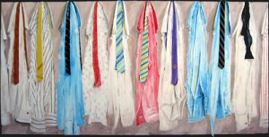 Painting of shirts and ties called Ol' School Ties by Banx 1500 x 725mm MC5512 SOLD