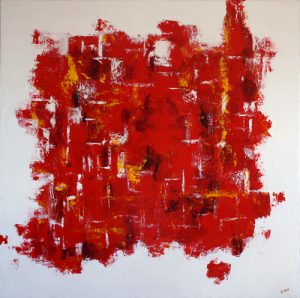 Abstract painting of Australia in red and white called Red Centre by Banx 1200x1200mm MC6050 SOLD