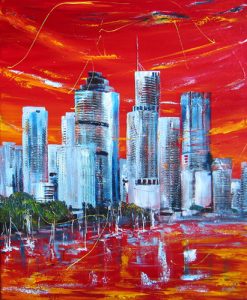 Painting of Brisbane City called River City Pizzazz by Banx 600x750mm MC5820 SOLD