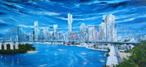Painting of Story Bridge and Brisbane City called River Story by Banx 1700x750mm MC5819 SOLD
