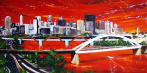 Painting of Brisbane City called River Tango by Banx 1500x750mm MC5818 SOLD