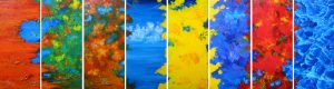 Absrtact painting multi coloured called Shades of Queensland 2 - polyptych by Banx 8@ 400 x 900mm MC5510 SOLD