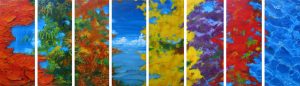 Abstract painting multi coloured called Shades of Queensland 4 - polyptych by Banx 8@ 400 x 900mm MC5564 SOLD