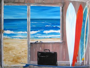 Painting of surf boards called The Boardroom by Banx 1200x900mm MC5821 SOLD