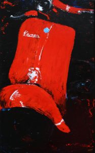 Painting of a red vespa called Vespa by Banx 600x1000mm MC6057 SOLD