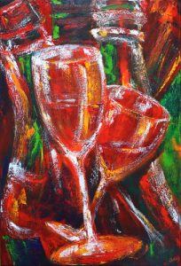 Abstract painting of wine galsses called Wine o'clock by Banx 600x900mm MC6068 SOLD
