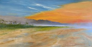 Painting od beach landscape called Castaways by Banx 1500x750mm MC6838 $77.70+GST/month short-term $129.50+GST/month long-term. $2850 to buy