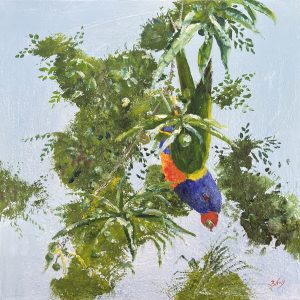 Painting of lorikeets called Birds in Paradise 2 by Banx 300x300mm MC6840 SOLD